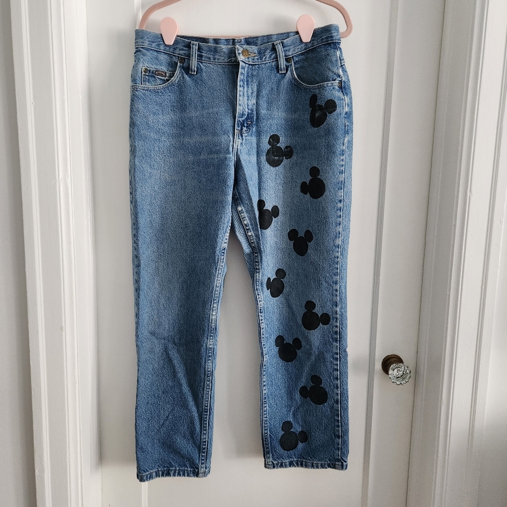 Riders Jeans With Printed Mickey Heads